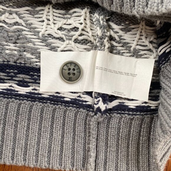Esprit Mens Nordic Fair Isle Cardigan Aztec Western Gray Size L Vintage - Picture 8 of 12